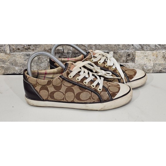 Vintage Coach Barrett Signature C  khaki Sneaker Women's  Size 7.5  Q322 - Picture 1 of 6